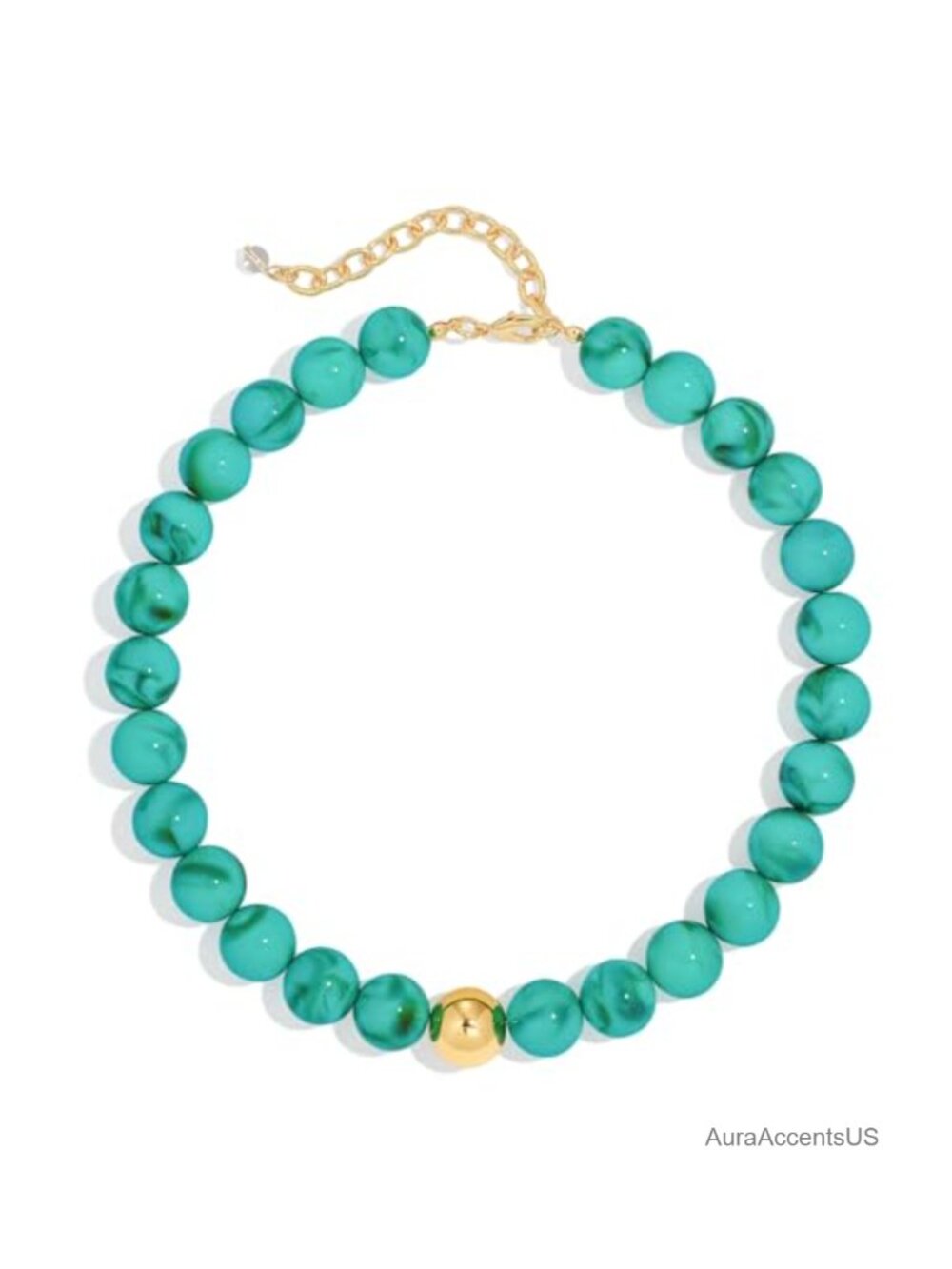 Chunky Resin Beaded Necklace Boho Beach Statement Choker for Women